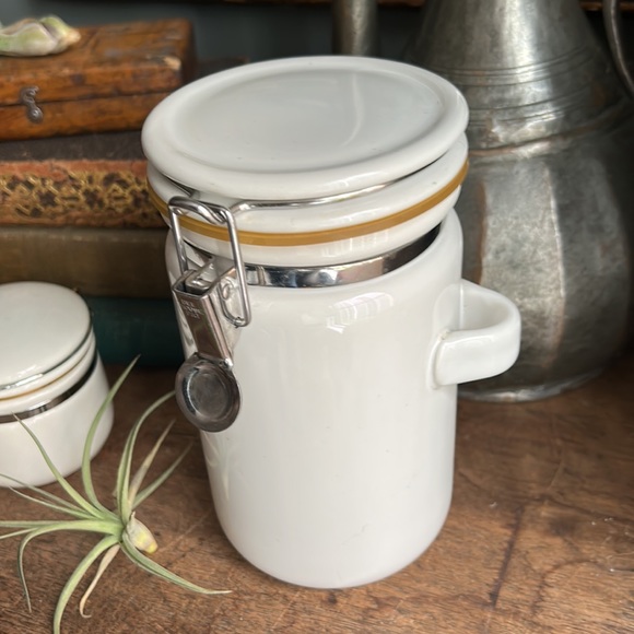 VINTAGE White Farmhouse Ceramic Canister SET - Picture 2 of 9